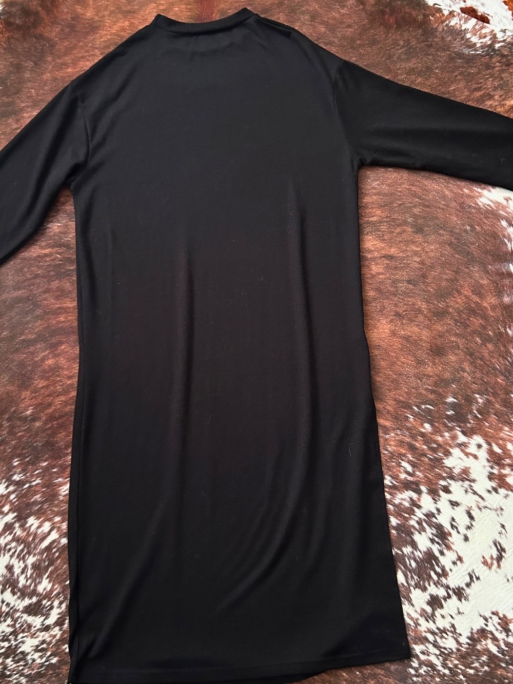 SHEIN Black Long Sleeve Midi Dress